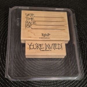 STAMPIN' UP! Retired 1999 'Invitation/You're Invited' Stamp Set, Set of 2 Stamps